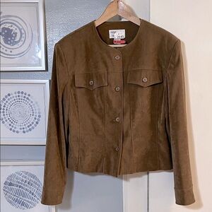 Vintage Focus 2000 by Charles Gluech Women’s Brown Faux Suede Blazer Size 12